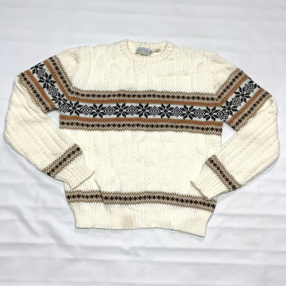 VTG Rob Winter Nordic Design Cable Knit Acrylic Pullover Sweater Mens Medium